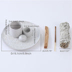 5 in 1 Incense Holder Burner, 5.9" Ceramic Holder for Burning Palo Santo Sage Candle and Incense Sticks Cones, Ash Catcher Tray for Meditation Room Home Décor(White)