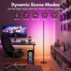 luckystyle Smart RGB+IC Corner Floor Lamp,Bright LED Tall Modern Floor Lamp with APP and Remote,Ambient Lighting Color Changing Standing Lamps with Music Mode and Timing for Living Room,Bedroom,Party