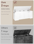 DINZI LVJ Storage Chest, 50” Extra Large Storage Bench with 2 Safety Hinges, Wooden Toy Box with Flip-Top, Large Trunk for Living Room, Playroom, Easy Assembly, White