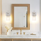 SOLFART 1 Light Vintage Vanity Light Brushed Nickel Bathroom Light Fixture Over Mirror for Bath Glass Shade Wall Light Modern Light Fixture