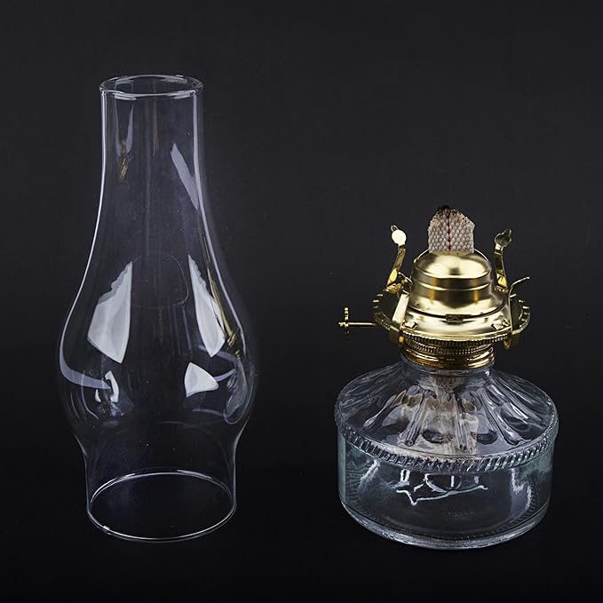 Oil Lamp Chimney Hurricane Lamp Glass Replacement Clear 3 Inch Base for Kerosene Lamp Shade(Flat Style 2P)