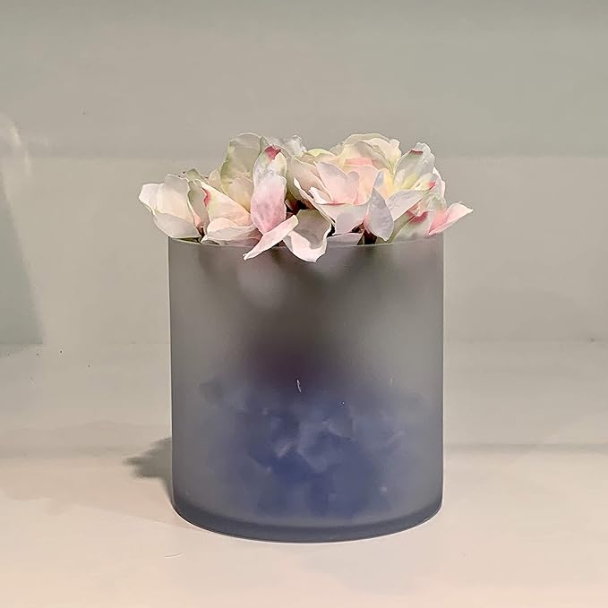 WGV Cylinder Vase, Diameter 5", Height 5", Frosted Glass Floral Planter Container, Floating Candle Holder for Wedding Party Event Home Office Decor, 1 Piece
