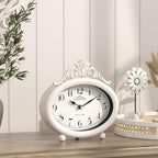 Vintage Table Clock, Desk and Shelf Decor Clock, French Rustic Antique Style White Mantel Clocks, for Farmhouse, Living Room, Bedroom, Bedside, Gift (7.87" H x 7.87" W)