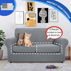 YEMYHOM Stretch Individual Cushion Covers Large Sofa Seat Cushion Slipcovers Soft Couch Cover Replacement Large Checkered Furniture Protector with Elastic Bottom (2 Pcs XL Cushion Covers, Light Gray)