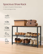 VASAGLE Shoe Rack for Entryway, 3-Tier Shoe Rack Organizer with Storage Shelves and Spacious Top, Freestanding, Adjustable, Industrial, Rustic Brown and Ink Black ULBS043KD01