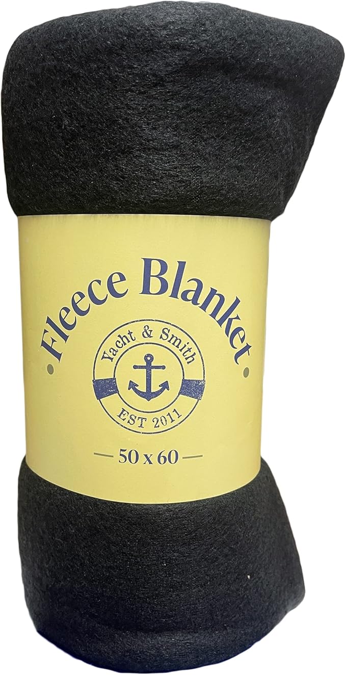 Yacht & Smith 12 Pack of Soft Fleece Blankets 50 X 60, Lightweight, Cozy Warm Throws Dark Colorful Blanket Sofa Travel Outdoor, Wholesale