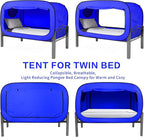 Bed Tent Full Bed Canopy Portable Dream Tent for Adult Indoor Sleeping Tents with 2 Doors Breathable Private Space Tents, Blue