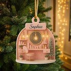 Personalized Pink Makeup Christmas Ornament 2025, Custom Acrylic Hanging Decoration, for Teen Girl, Beauty Artist Keepsake, Makeup Christmas Tree Ornament