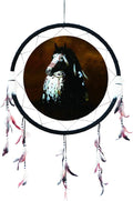 Kinnex Collections - 24” Medicine Shield Dream Catcher, Made with Wooden Beads and Real Feathers– DC24313– Decor/Gift (Horse)