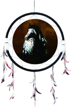 Kinnex Collections - 24” Medicine Shield Dream Catcher, Made with Wooden Beads and Real Feathers– DC24313– Decor/Gift (Horse)
