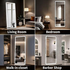 76"x34" LED Full Length Mirror – Standing Floor Mirror with Dimmable Lights 3 Color Modes – Adjustable Brightness, Wall-Mount or Lean for Barber, Fitness Center, Dressing Room, Vanity