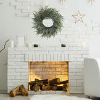 20 Inch Norfolk Pine Winter Wreath (Green & White) - Artificial Pine Greenery Christmas Winter Wreaths for Front Door Porch Wall Window Porch Fireplace Indoor Outdoor Decor Decorations