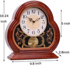Wooden Mantel Clock with Silent Movement - Vintage Table Clock for Living Room Fireplace Mantel Decor