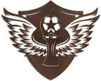 SIGNLEADER Metal Wall Art Decor - Soccer Trophy with Wings Minimalist Modern Abstract Wall Sculpture Hanging Home Decoration for Living Room, Bedroom, Bathroom, Kitchen, Studio, Outdoor - 36" Bronze