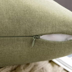 MIULEE Pack of 2 Decorative Outdoor Solid Waterproof Throw Pillow Covers Spring Faux Linen Garden Farmhouse Cushion Cases for Patio Tent Balcony Couch Sofa 20x12 Inch Light Olive Green