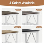 Farmhouse Coffee Table, White Oak Coffee Table for Living Room, 2-Tier Rectangular Wooden Centre Cocktail Table with Slats Shelf Storage and V-Shaped Frame Modern Coffee Oak Grey