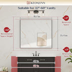 Keonjinn 42 x 36 in Brushed Nickel Mirror for Bathroom Sink, Rectangular Metal Framed Vanity Wall Mirror Square Corner Aluminum Alloy Modern Rectangle Silver Mirror for Over Sink(Horizontal/Vertical)