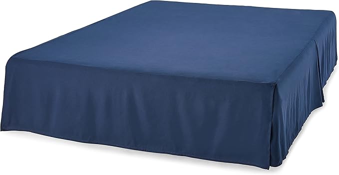 Amazon Basics Lightweight Pleated Bed Skirt, Full, Navy Blue, Solid