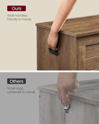 VASAGLE Storage Chest, Storage Bench with 2 Safety Hinges, Farmhouse Style, 15.7 x 39.4 x 18.1 Inches, for Entryway, Bedroom, Living Room, Honey Brown ULSB061K01