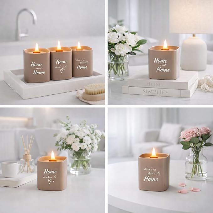 Set of 3 Premium Scented Soy Candles Gift Set | Home Collection – White Musk, Bamboo Forest & Peony Garden | Crackling Wood Wick | Luxurious Candle Set for Relaxation, Home Décor & Gifts | 9.8oz Each