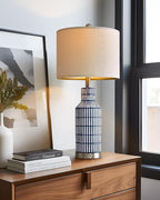 25" Modern 3-Way Dimmable Touch Control with USB A+C Ceramic Lamps Set of 2 Table Lamp for Living Room Bedroom Farmhouse Nightstand Bedside Blue
