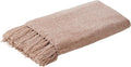 Light Taupe Chenille Throw Blanket for Couch Bed，Soft Cozy Throw Blanket with Handmade Fringe, Decorative Blanket for Sofa Chair Living Room for Gift (Light Taupe,60 x 80)