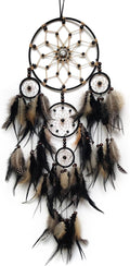 Large Dream Catcher Wall Decor Brown and Black Dream Catchers with Tree of Life Pendant Bead Handmade Feather Dreamcatcher Wall Hanging Ornament for Bedroom Living Room Home Decor