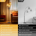 RORIANO Boho Floor Lamp for Living Room, 3-Light Rotary Switch Farmhouse Standing Bedroom Lamp with Rattan Shade, Tall Floor Lamps for Rustic, Coastal, Beach or Bohemian Decor, 3 LED Bulbs Included