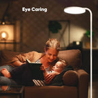 36W LED Floor Lamp, Super Bright Standing Lamp, Modern Stepless Dimmable Torchiere Tall Lamp with Remote Control, 350°Rotating Head Reading Floor Lamp for Living Room, Bedroom, Office - White