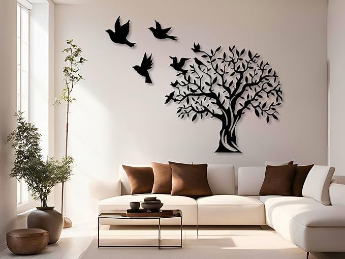 Vailla Tree of Life Wall Art Decor Set of 3 Wall Hanging Sculpture Modern Wall Home Decoration 3D Textured Sculptures for Living Room Bedroom Office Dinnig Room 3 Panels Family Tree Wall Hangings
