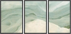 MUDECOR Framed Wall Art Print Set Pastel Waves Blue and White Tones Illustrations Modern Art Boho Decorative Colorful Chic for Living Room, Bedroom, Office - 16"x24"x3 Black