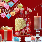 JULMELON Valentine's Day Conversation Hearts Candy Ornaments, 24 Pcs Colorful Heart Decorations for Tree Home Party Holiday Wedding and Party Decoration