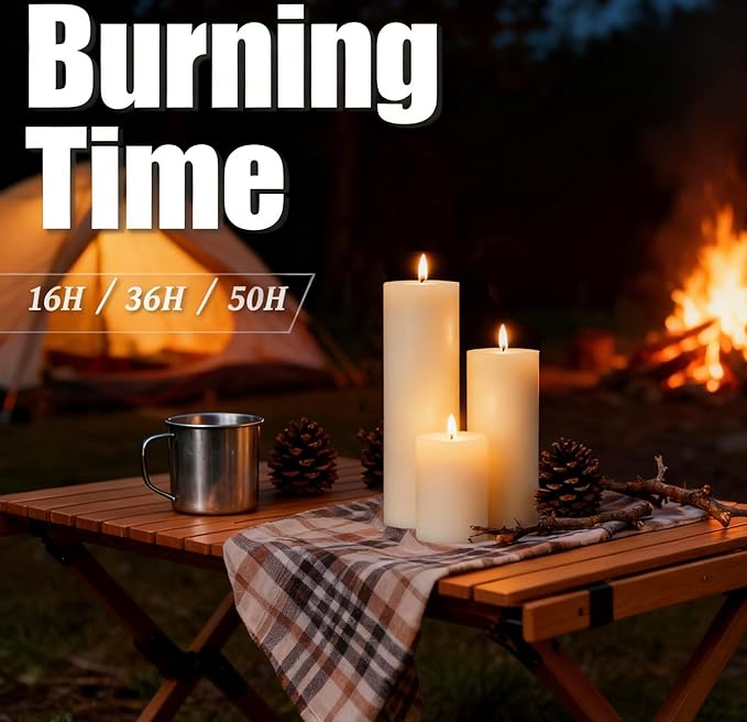 Ivroy Pillar Candles Bulk Set of 18，Hurricane Candles，3 Different Lengths 2 x 3/6/8 Inch (6 Each)，Dripless Unscented Smokeless，Gives You a Better Atmosphere When Organizing an Event Party.