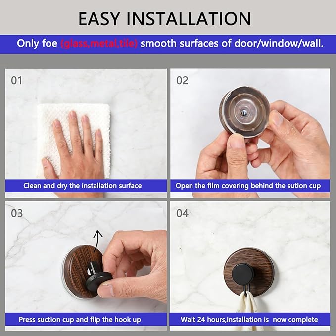 Wreath Hanger for Front Door, Heavy Duty Wreath Hangers for Front Door & Glass Window, Upgrade Suction Cup Hooks for Shower,Christmas Thanksgiving Halloween Easter Valentine (Walnut, 4p)