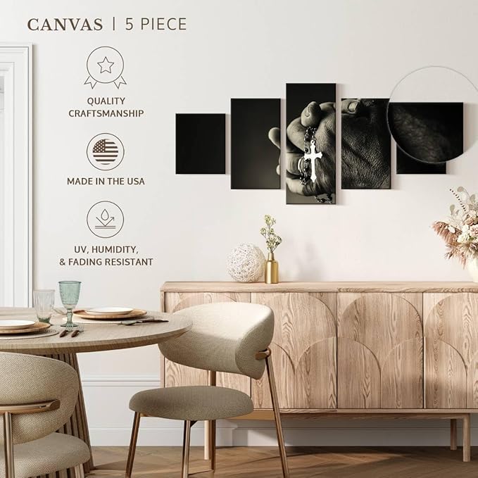 Elephant Stock Christian Prayer Canvas - 5 Panel Pictures Decor - Digital Design Canvas Print - Christian Wall Decor - 29" X 12"