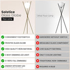 Ozarke Solstice Modern Frosted Glass Globe Floor Lamp (165cm) Contemporary LED Dimmable Lighting for Bedroom, Living Room, Hotel & Home Office (Gold)