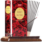 TRUMIRI Red Rose Incense Stick Bundle: 120 Count (6 Packets of 20 Sticks Each) with Trumiri Incense Holder
