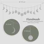 BASE ROOTS Moon Phase Wall Decor, Silver Wall Art for Bedroom, Bohemian and Astrology, Witchy Aesthetic 36" 13 Phases Metal Moon Wall Garland, Celestial Decoration, Gift for Women & Kids