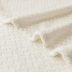 Oversized King Fleece Blanket 120x120 Inches, Seamless Soft Cozy 3D Jacquard Flannel Blanket 10'x10' Extra Large for Bed, Sofa, Couch, Travel & Camping, California King Throw,Ivory Leaf