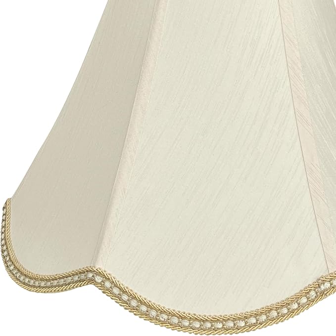 TOOTOO STAR Small Scalloped Lampshades,6" x 13" x 9.25" bell shaped Lampshade, handmade beige DIY Vintage lamp shades for Floor or Table Lamp
