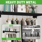 Closet Shelves Wall Mounted, 43 Inches Heavy Duty Closet Rod with Shelf Metal Utility Shelf for Wall, Closet, Laundry Room