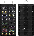 AROUY Sunglasses Organizer Storage, Hanging Dust Proof Wall Pocket Glasses Organizer - 16 Felt Slots Sunglass Organizer Holder with Metal Hook and Sturdy Rope (Black, Dust Proof)