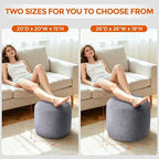 Pouf Ottoman Foot Rest, Comfortable & Soft, Round Footstool for Living Room, Bedroom, Office, Room Decoration, Corduroy Foot Stool Pouf with Odorless & Anti-Clump Filling, Large Dark Grey