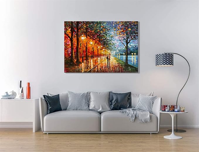 Alenoss Abstract Canvas Paintings 3D Modern Oil Paintings on Canvas 28x40 Inches Contemporary Colorful Wall Art Romantic Couples Blue Artwork for Home Decorations