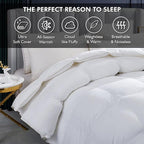 Luxurious White Solid Heavy Weight, Oversize California King Size Goose Feathers Down Comforter for Winter Weather, 108 X 98 inches, Premium Baffle Box, 100% Egyptian Cotton Cover, 90 oz. Fill Weight