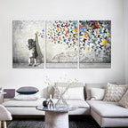 Novatique Banksy Canvas Wall Art Colorful Graffiti Wall Art Beautiful Butterfly Painting Print Abstract Graffiti Street Poster Artwork for Living Room Bedroom,24”x 36”x 3Pcs