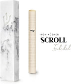 SURI Concrete Mezuzah for Door - Self-Stick Modern Mezuza Case with Non Kosher Scroll & Gift Box | Marble White, 4 inch & 5 inch Mezuzahs with Scroll for Door | Judaica Gift