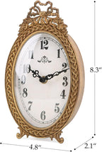NIKKY HOME Gold Table Clock Silent Non-Ticking, Small Shelf Desk Top Clock Battery Operated Classic Home Decor for Fireplace Mantel, Desktop, Countertop