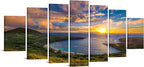 iKNOW FOTO XLarge Canvas Set of 7 Wall Art Wall Decorations Sunrise from Hanauma Bay On Oahu, Hawaii Landscape Printed Paintings for Living Room Framed Ready to Hang 70x32 Inches