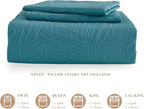 Exclusivo Mezcla Queen Quilt Bedding Set, Lightweight Teal Quilts Queen Full Size for All Seasons, Soft Microfiber Bedspreads Coverlets Bed Cover with Leaf Pattern, 3 Piece